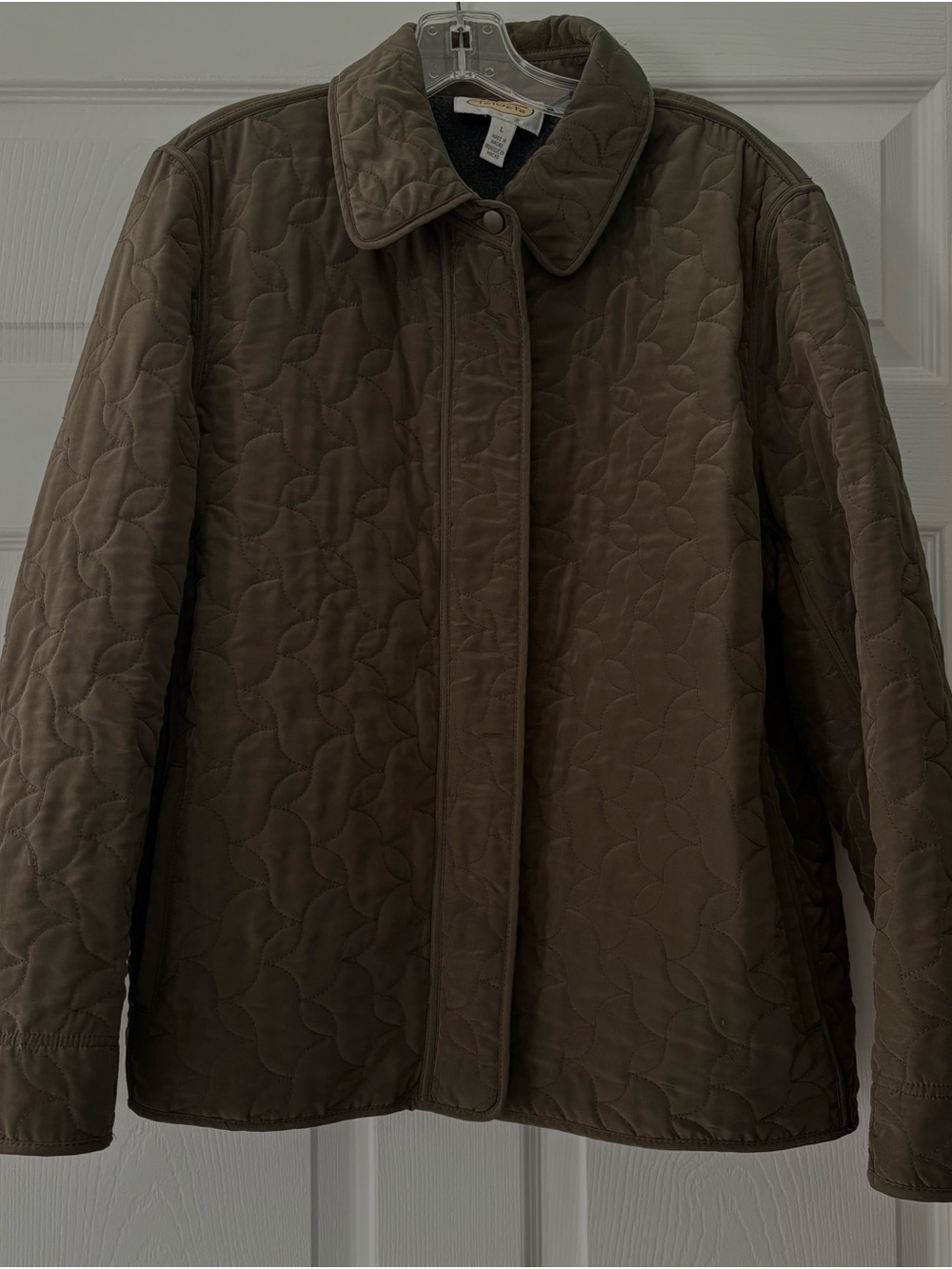 Talbots olive green Quilted Jacket Classic Lightweight Coat size large